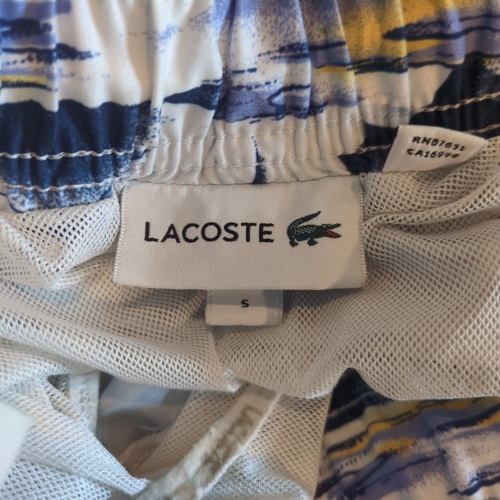 Lacoste Mens Greetings From France Graphic Print Swim Trunks Blue White Small - Picture 5 of 13